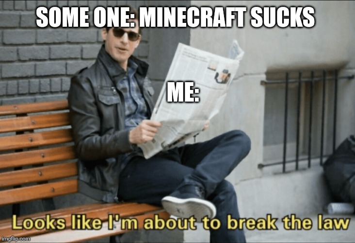 Meme street | SOME ONE: MINECRAFT SUCKS; ME: | image tagged in minecraft memes | made w/ Imgflip meme maker