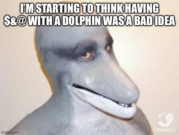 Dolphin Guy | I’M STARTING TO THINK HAVING $&@ WITH A DOLPHIN WAS A BAD IDEA | image tagged in dolphin guy | made w/ Imgflip meme maker