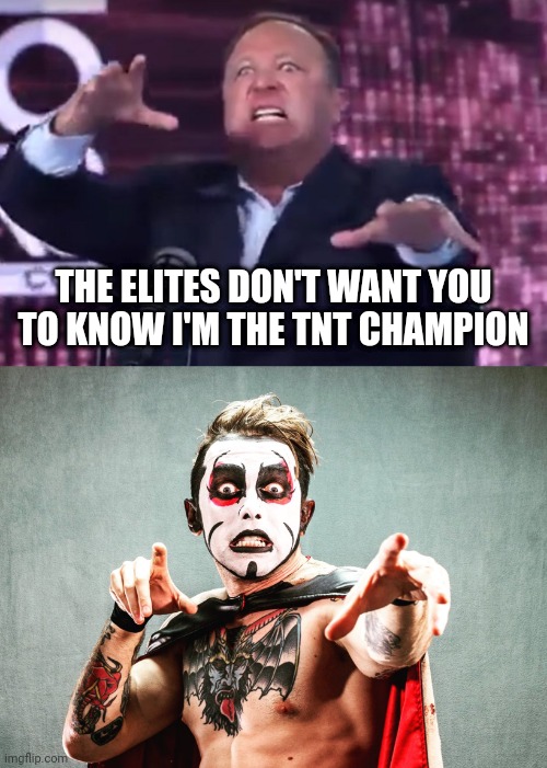 TNT Champion | THE ELITES DON'T WANT YOU TO KNOW I'M THE TNT CHAMPION | image tagged in alex jones | made w/ Imgflip meme maker