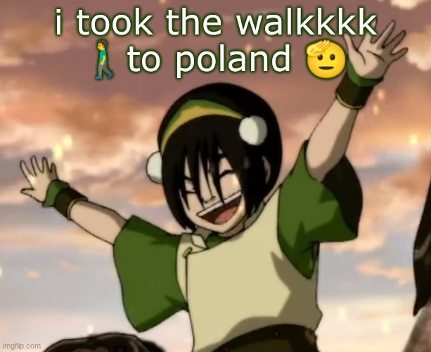 toph | i took the walkkkk 🚶‍♂️to poland 🫡 | image tagged in toph | made w/ Imgflip meme maker