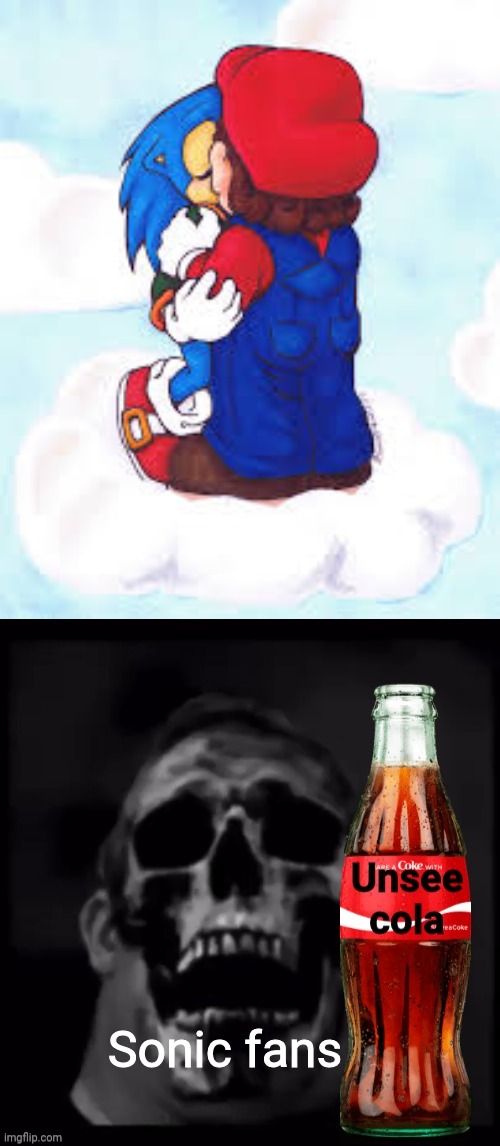 Thanks, I hate LGBTQ | Sonic fans | image tagged in mario x sonic,unsee cola,lgbtq,hate,unsee | made w/ Imgflip meme maker