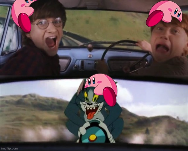 Tom chasing Harry and Ron Weasly | image tagged in tom chasing harry and ron weasly,memes,kirby,funny,edit,ha ha tags go brr | made w/ Imgflip meme maker