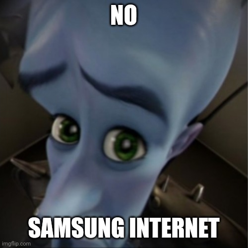 Idk | NO; SAMSUNG INTERNET | image tagged in megamind peeking | made w/ Imgflip meme maker