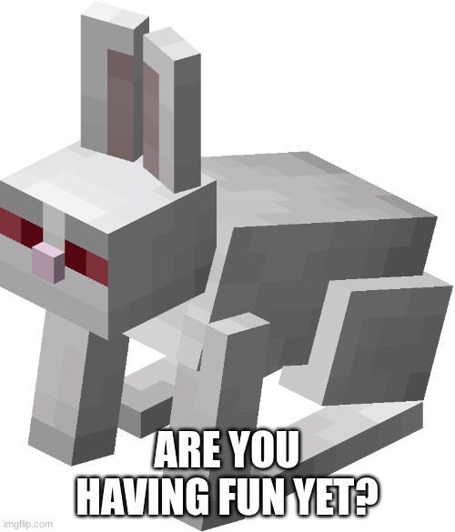 Killer Bunny | ARE YOU HAVING FUN YET? | image tagged in killer bunny | made w/ Imgflip meme maker