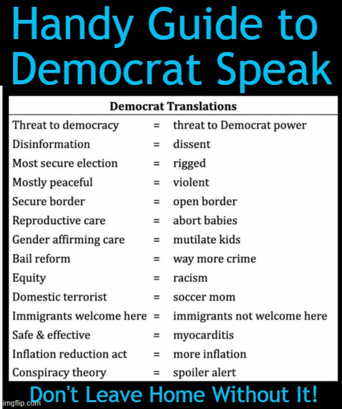 The Truth Shall Set You Free | Handy Guide to 
Democrat Speak; Don't Leave Home Without It! | image tagged in politics,democrats,word salad,up is down,imgflip humor,political humor | made w/ Imgflip meme maker