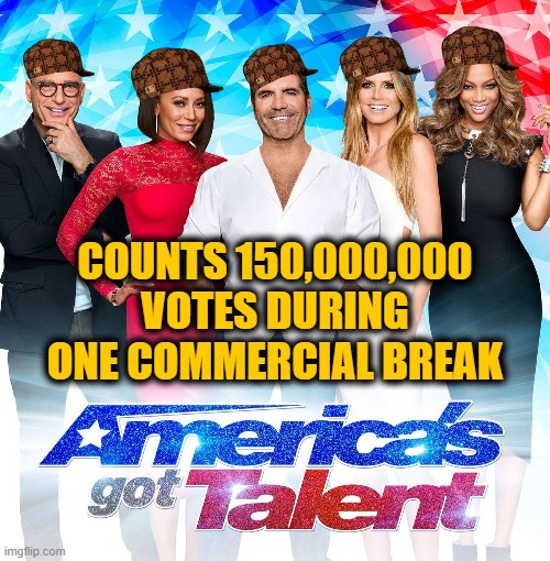 Scumbag Nation-wide Contestant-Search Voting Results | COUNTS 150,000,000 VOTES DURING ONE COMMERCIAL BREAK | made w/ Imgflip meme maker
