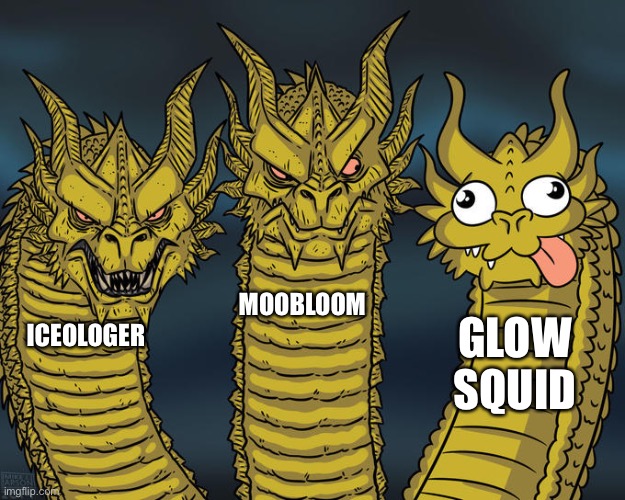 Three-headed Dragon | MOOBLOOM; GLOW SQUID; ICEOLOGER | image tagged in three-headed dragon | made w/ Imgflip meme maker