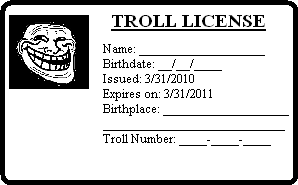 Trolling licence Blank Meme Template