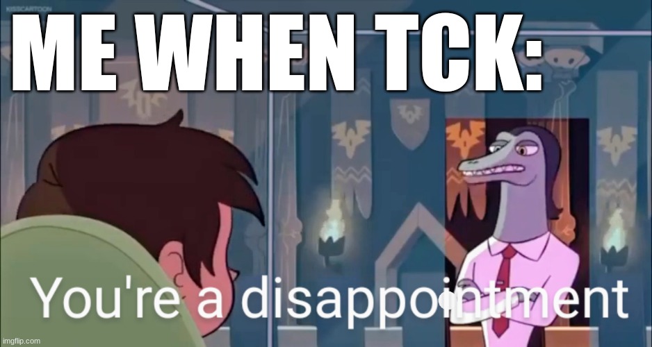 an absolute disgrace | ME WHEN TCK: | image tagged in you're a disappointment | made w/ Imgflip meme maker