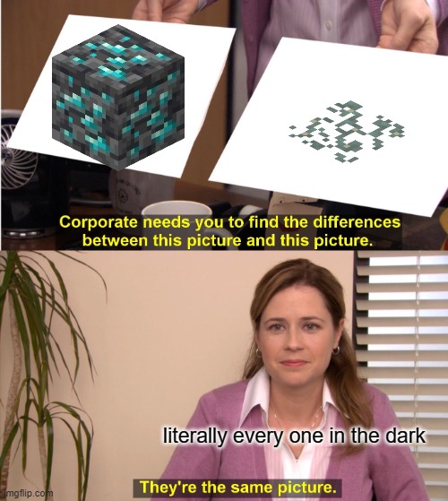 minecraft | literally every one in the dark | image tagged in memes,they're the same picture | made w/ Imgflip meme maker