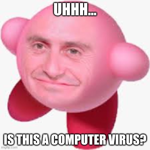 dumb kirby meme | UHHH... IS THIS A COMPUTER VIRUS? | image tagged in kirby | made w/ Imgflip meme maker