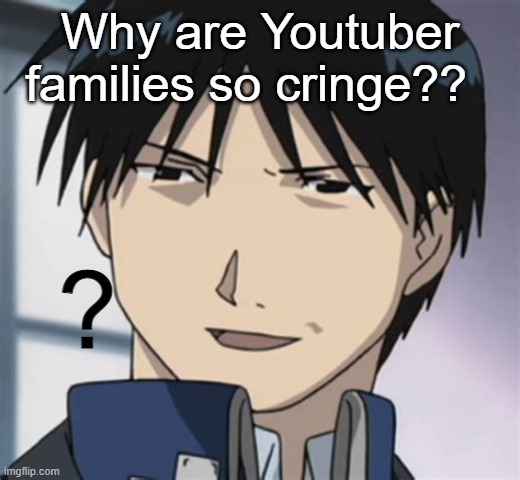 Dawg no one cares that its your kids first day of 7th grade gee wiz | Why are Youtuber families so cringe?? | image tagged in roy mustang | made w/ Imgflip meme maker