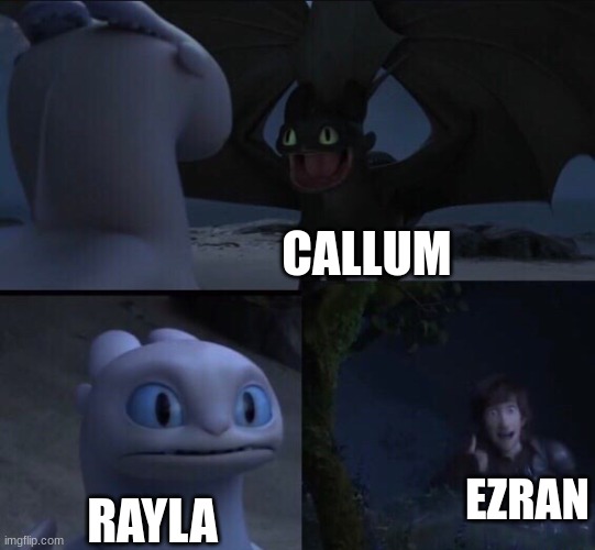 Basically Dragon Prince | CALLUM; EZRAN; RAYLA | image tagged in how to train your dragon 3 | made w/ Imgflip meme maker