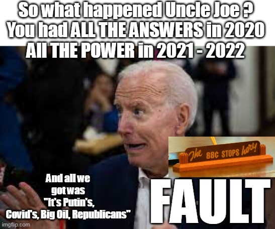 The Great Uniter Scarecrow | So what happened Uncle Joe ?
You had ALL THE ANSWERS in 2020
All THE POWER in 2021 - 2022; And all we got was
 "It's Putin's, Covid's, Big Oil, Republicans"; FAULT | image tagged in mr moderate | made w/ Imgflip meme maker