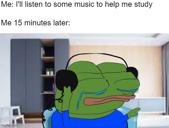 title | Me: I'll listen to some music to help me study; Me 15 minutes later: | image tagged in rmk,classical music | made w/ Imgflip meme maker