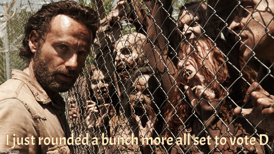 Zombie Fence | I just rounded a bunch more all set to vote D | image tagged in zombie fence | made w/ Imgflip meme maker