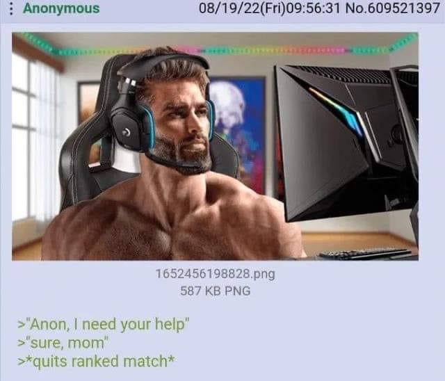 High Quality Anon chad quits video game Blank Meme Template
