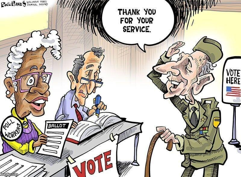 To the poll workers - mostly volunteers - working hard to keep the gears of democracy turning, we thank you. | image tagged in we salute poll workers,democracy,2022,midterms,freedom,poll workers | made w/ Imgflip meme maker