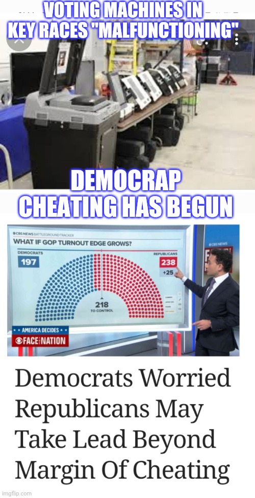 Cheating won't help this time | VOTING MACHINES IN KEY RACES "MALFUNCTIONING"; DEMOCRAP CHEATING HAS BEGUN | image tagged in democrats,you're fired,red,wave,mass effect,libtards | made w/ Imgflip meme maker