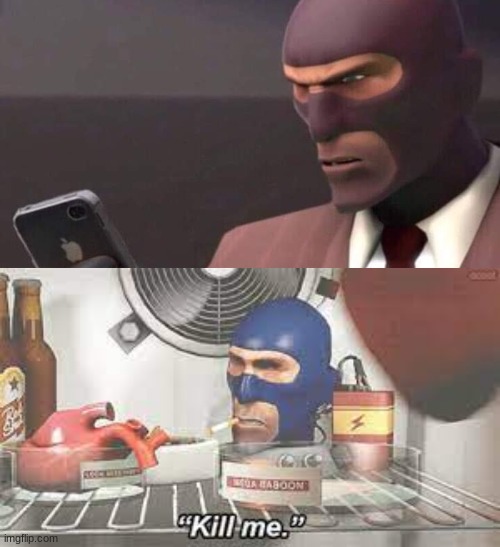 image tagged in tf2 spy looking at phone,spy kill me | made w/ Imgflip meme maker