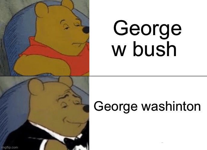 Tuxedo Winnie The Pooh | George w bush; George Washington | image tagged in memes,tuxedo winnie the pooh | made w/ Imgflip meme maker