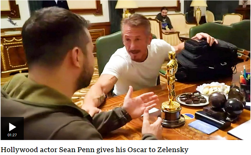 Penn Gives Oscar to Zelensky Blank Meme Template