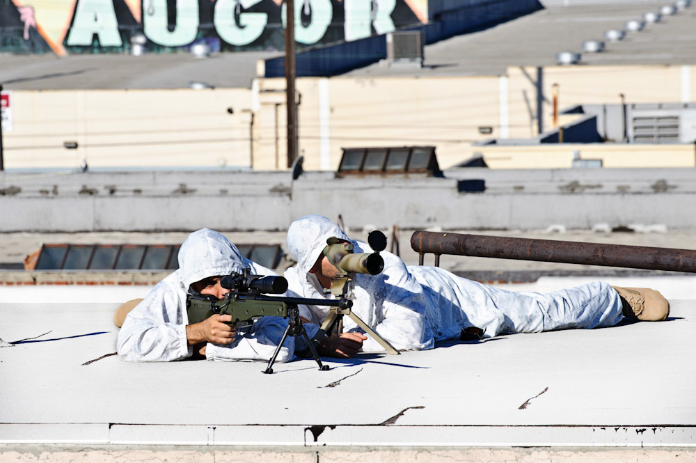 Snipers on rooftop white camo JPP Blank Meme Template