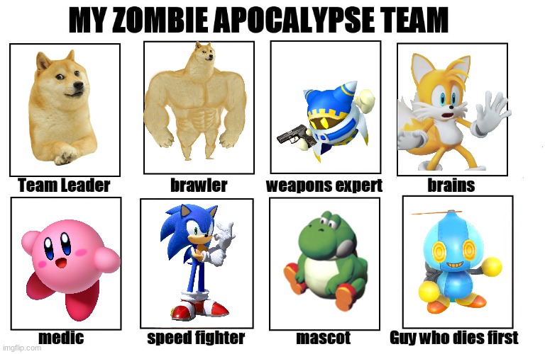 My Team | image tagged in my zombie apocalypse team,memes,funny | made w/ Imgflip meme maker