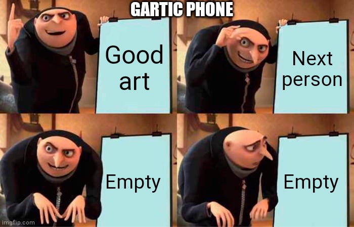 Gru's Plan | GARTIC PHONE; Good art; Next person; Empty; Empty | image tagged in memes,gru's plan | made w/ Imgflip meme maker