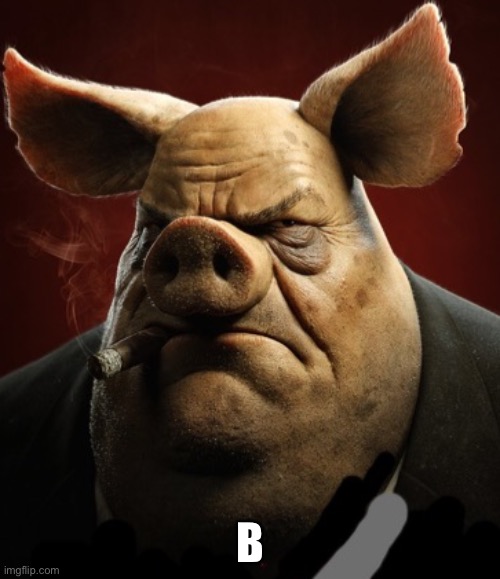 hyper realistic picture of a more average looking pig smoking | B | image tagged in hyper realistic picture of a more average looking pig smoking | made w/ Imgflip meme maker