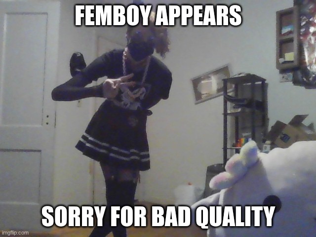 FEMBOY APPEARS; SORRY FOR BAD QUALITY | made w/ Imgflip meme maker