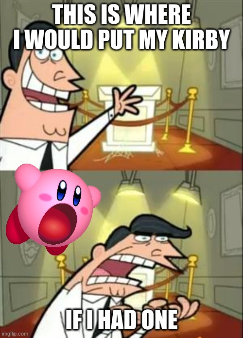 IT IS BEHIND YOU | THIS IS WHERE I WOULD PUT MY KIRBY; IF I HAD ONE | image tagged in memes,this is where i'd put my trophy if i had one | made w/ Imgflip meme maker