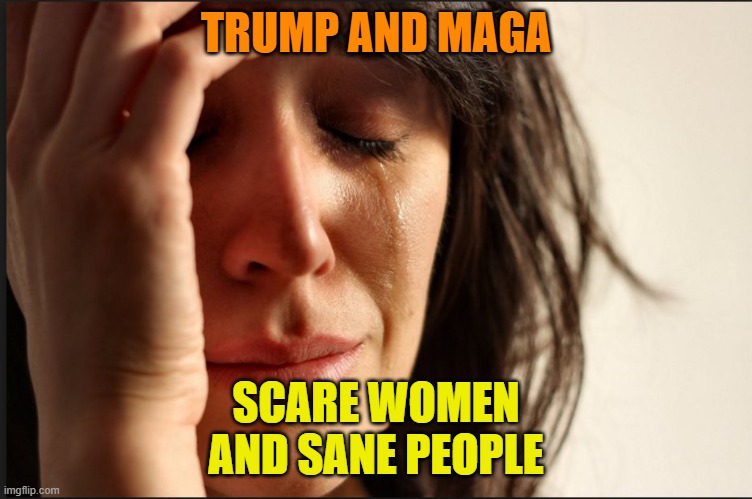 Crying women | TRUMP AND MAGA SCARE WOMEN
AND SANE PEOPLE | image tagged in crying women | made w/ Imgflip meme maker