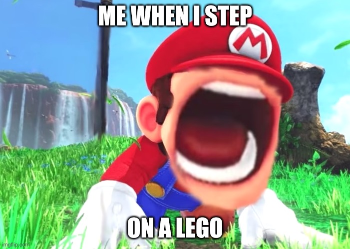 Me when I step on a Lego | ME WHEN I STEP; ON A LEGO | image tagged in mario screaming | made w/ Imgflip meme maker