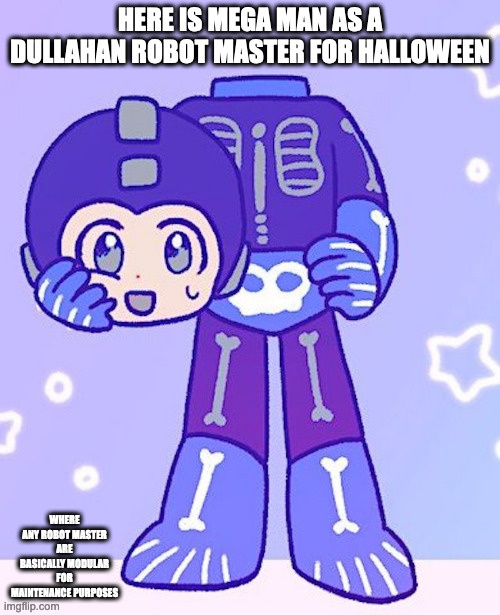 Dullahan Mega Man | HERE IS MEGA MAN AS A DULLAHAN ROBOT MASTER FOR HALLOWEEN; WHERE ANY ROBOT MASTER ARE BASICALLY MODULAR FOR MAINTENANCE PURPOSES | image tagged in megaman,memes | made w/ Imgflip meme maker