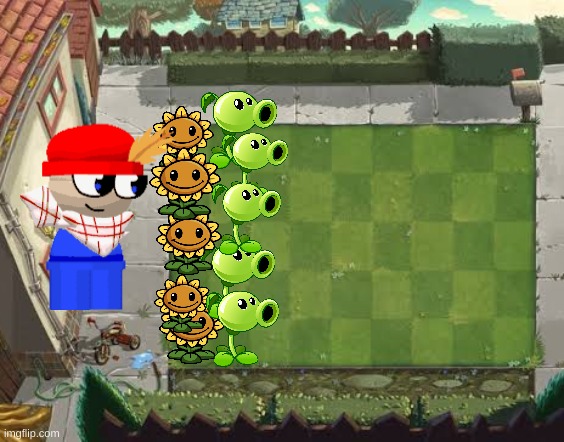 did this to guard the bunker from downvotes | image tagged in pvz lawn,dave and bambi,memes | made w/ Imgflip meme maker