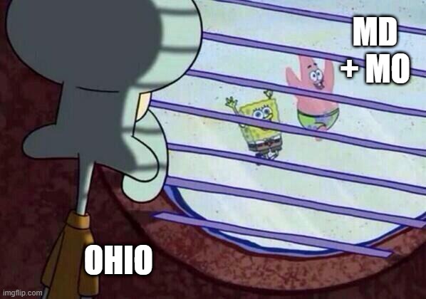 Squidward window | MD + MO; OHIO | image tagged in squidward window | made w/ Imgflip meme maker