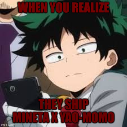 Deku dissapointed | WHEN YOU REALIZE; THEY SHIP MINETA X YAO-MOMO | image tagged in deku dissapointed | made w/ Imgflip meme maker