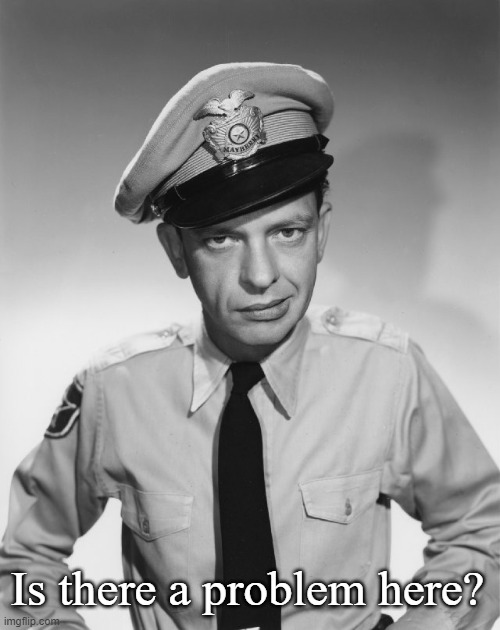 Barney Fife | Is there a problem here? | image tagged in barney fife | made w/ Imgflip meme maker