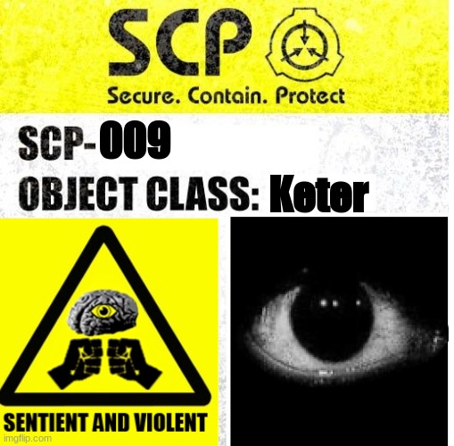 SCP - 009, The All Seeing Eye.Object Class: Keter[SENTIENT AND VIOLENT]Cautions:D-Class and MTF Clearence only | Keter; 009 | image tagged in scp | made w/ Imgflip meme maker