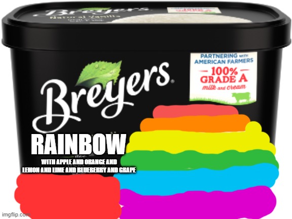 RAINBOW; WITH APPLE AND ORANGE AND LEMON AND LIME AND BLUEBERRY AND GRAPE | made w/ Imgflip meme maker