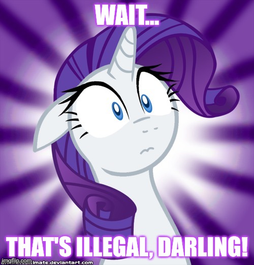 Shocked Rarity | WAIT... THAT'S ILLEGAL, DARLING! | image tagged in shocked rarity | made w/ Imgflip meme maker