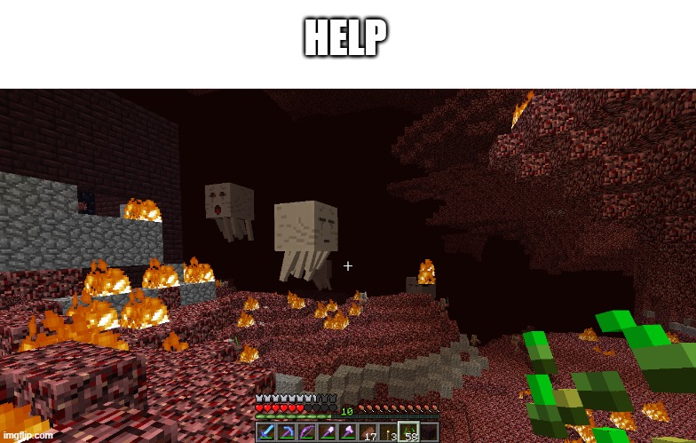 there were 4 GHASTS by my nether portal (im doing a nether survival world in 1.5.2) | HELP | made w/ Imgflip meme maker