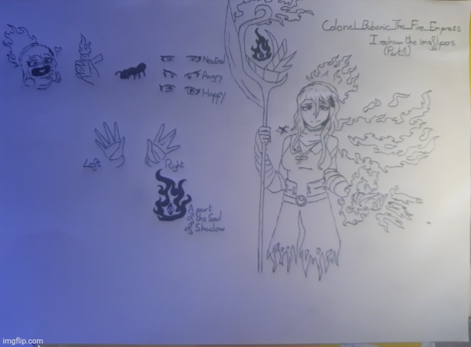 Colonel_Bubonic_The_Fire_Empress (by me) first drawing of my new series of drawings | image tagged in colonel_bubonic_the_fire_empress | made w/ Imgflip meme maker
