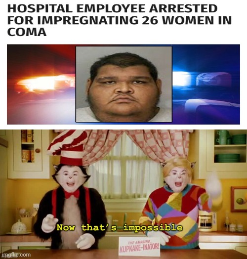 Impregnation of 26 women | image tagged in now that s impossible,impregnate,memes,coma,news,hospital | made w/ Imgflip meme maker