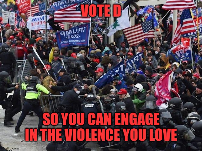 Cop-killer MAGA right wing Capitol Riot January 6th | VOTE D SO YOU CAN ENGAGE IN THE VIOLENCE YOU LOVE | image tagged in cop-killer maga right wing capitol riot january 6th | made w/ Imgflip meme maker