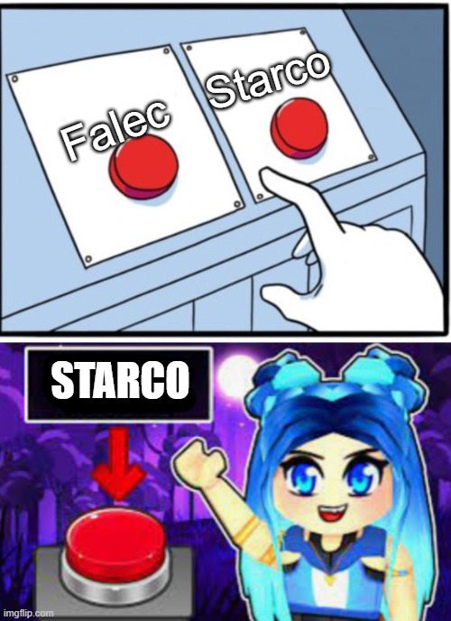 ItsFunneh chose Starco, because Falec is HELLA GAY | Starco; Falec; STARCO | image tagged in itsfunneh two buttons | made w/ Imgflip meme maker