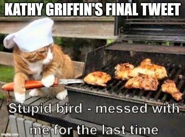 kathy to twitter | KATHY GRIFFIN'S FINAL TWEET | image tagged in kathy to twitter | made w/ Imgflip meme maker