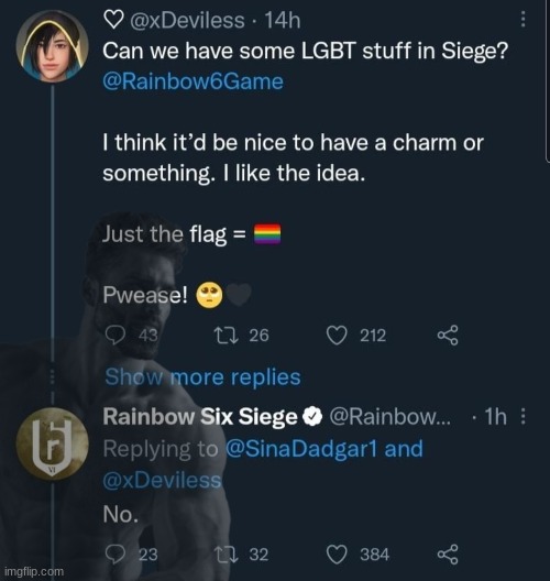 Giga Chad Rainbow Six Siege | image tagged in giga chad | made w/ Imgflip meme maker
