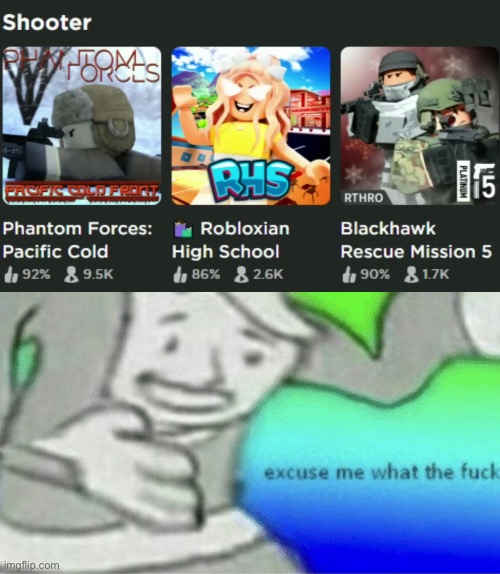 Wait what | image tagged in excuse me wtf blank template,roblox,shooter,gaming,funny,bruh | made w/ Imgflip meme maker